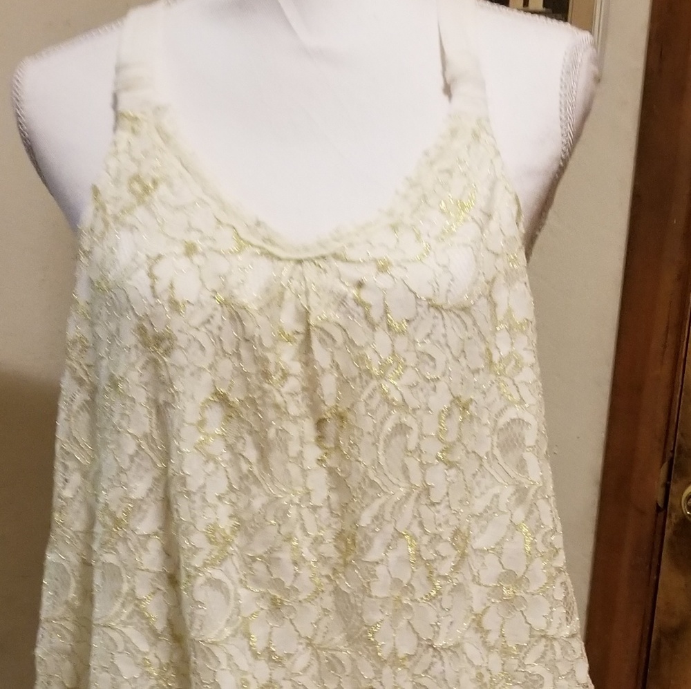 white and gold lace top - Picture 2 of 4